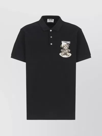 MOSCHINO COTTON POLO SHIRT WITH TEDDY BEAR LOGO