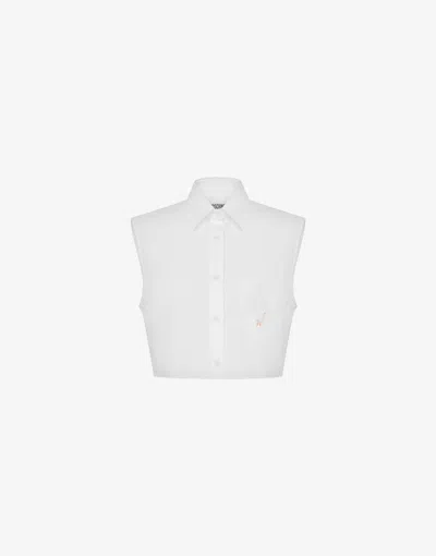 Moschino Cotton Poplin Crop Shirt Goose In White