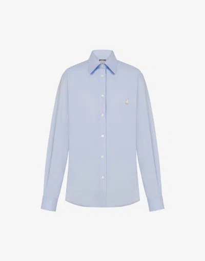 Moschino Cotton Poplin Shirt Goose In Blue