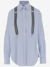Moschino Light Blue/white Shirt With Strap Print In Red