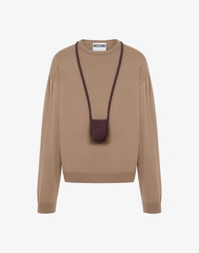 Moschino Cotton Pullover Camera Holder In Brown