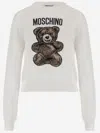 Moschino Cotton Pullover With Teddy Pattern In White