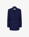 Moschino Cotton Shantung Jacket Laurel Crown In Blue