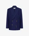 Moschino Cotton Shantung Jacket Laurel Crown In Blue