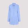 Moschino Cotton Shirt With Chest Pocket And Elastic Waistband In Azure