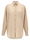Moschino Slightly Loose-fitting Cotton Shirt With Patch Pocket In Beige