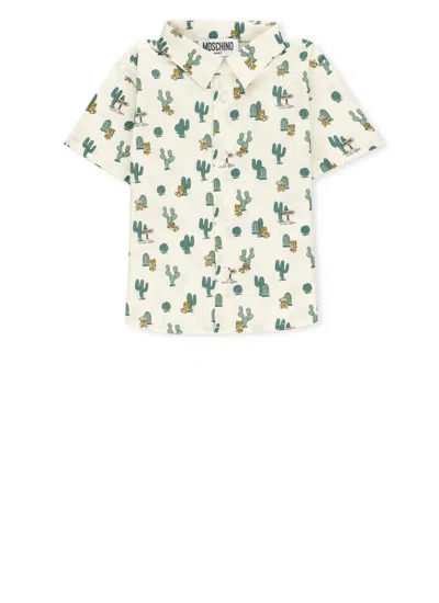 Moschino Babies' Cotton Shirt In Ivory