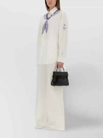 Moschino Cotton Shirt Longline Design Scarf Print