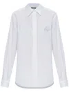 Moschino Logo-embroidered Long-sleeved Shirt In Weiss