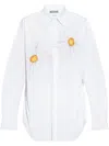 Moschino Floral-embroidered Buttoned Shirt In Weiss