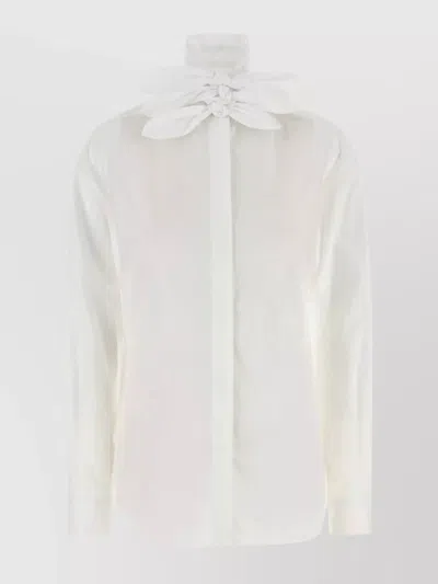 Moschino Cotton Shirt With Bow And Collar Detail In White