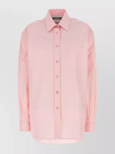 Moschino Cotton Shirt With Chest Pocket And Long Sleeves