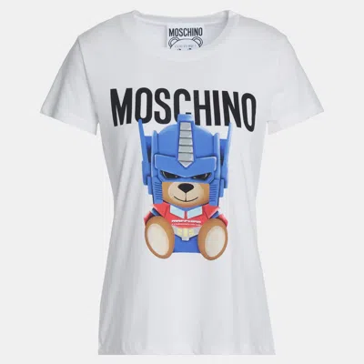 Pre-owned Moschino Cotton Short Sleeved Top 46 In White