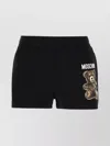 Moschino Cotton Shorts With Bear Graphic And Elastic Waistband In Black