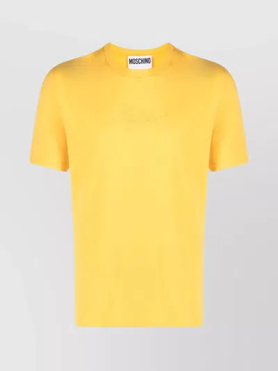 Moschino Cotton Stretch Crew Neck T-shirt In Gold