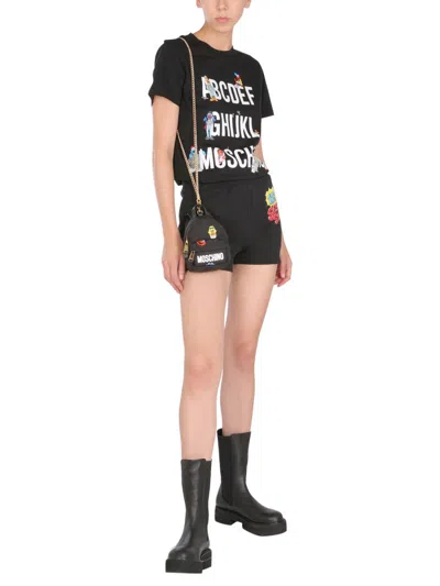 Moschino Cotton Sweat Jogger Shorts In Black