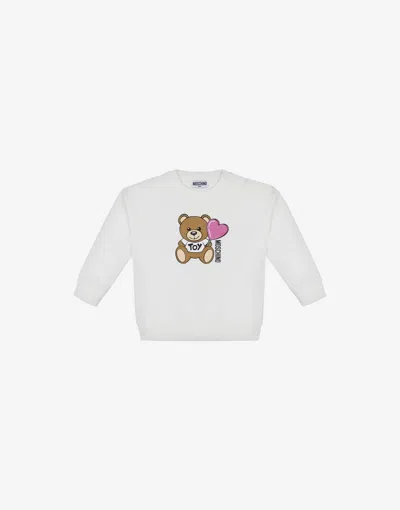 Moschino Kids' Cotton Sweatshirt Teddy Bear In White
