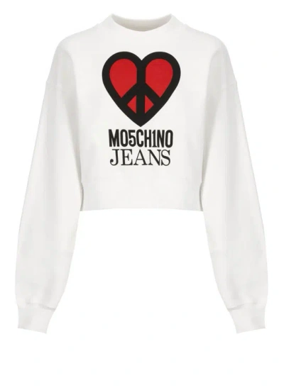 Moschino Cotton Sweatshirt In White