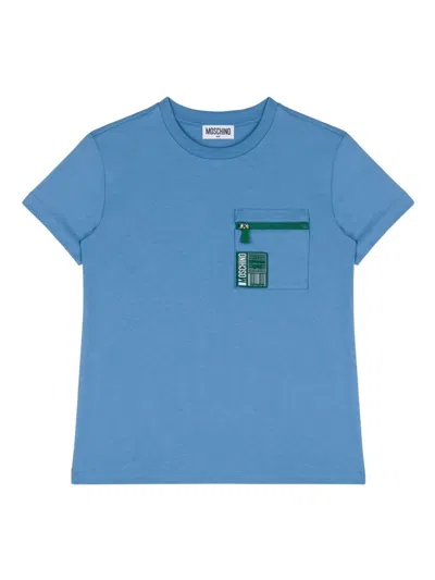 Moschino Kids' Cotton T-shirt In Blau
