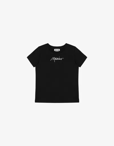 Moschino Kids' Cotton T-shirt Logo Embroidery In Black