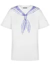 Moschino T-shirt In Interlock Di Cotone Con Stampa In White
