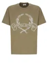 Moschino Cotton T-shirt With Contrasting Embroidered Logo In Brown