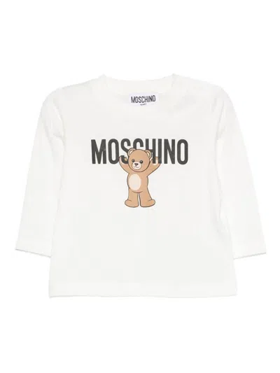 Moschino Kids' Cotton T-shirt With Print  In Neutral