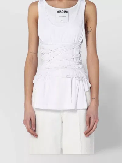 MOSCHINO COTTON TANK TOP LACE-UP DETAIL