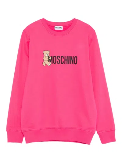 Moschino Kids' Cotton Teddy-print Sweatshirt In Pink