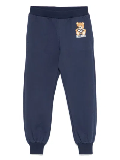 Moschino Kids' Cotton Track Pants In Blue