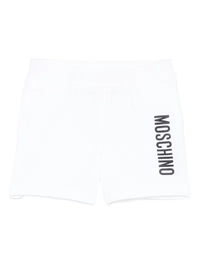Moschino Babies' Cotton Track Shorts In White