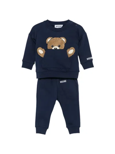 Moschino Babies' Cotton Tracksuit In Blue