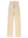 Moschino Ankle-length Cotton Gabardine Trousers With High Waist In Neutral