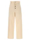 Moschino Ankle-length Cotton Gabardine Trousers With High Waist In Neutral