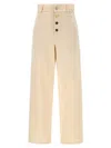 Moschino Ankle-length Cotton Gabardine Trousers With High Waist In Neutral