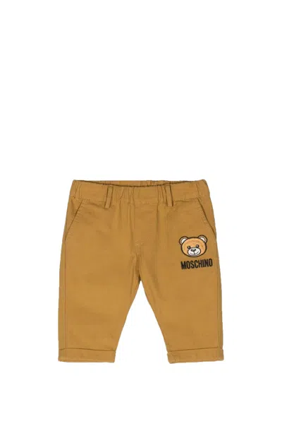 Moschino Kids' Cotton Trousers In Brown
