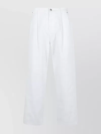 Moschino Cotton Trousers With Back Pockets And Wide Leg In White