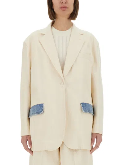 Moschino Cotton "urban" Jacket In Neutral