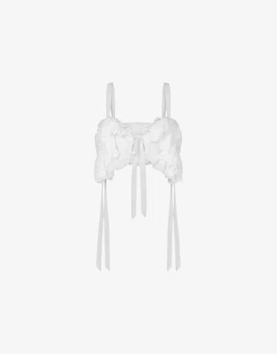 Moschino Cotton Voile And Silk Crop Top In White