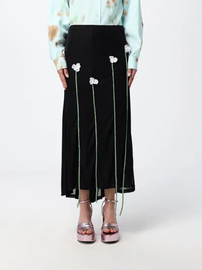 Moschino Floral-embellishment Midi Skirt In Black