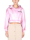 Moschino Couture Art Theme Cropped Sweatshirt In Animal Print