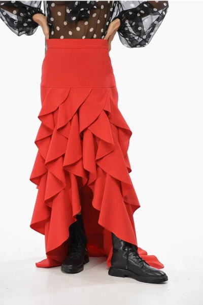 MOSCHINO COUTURE! ASYMMETRICAL CUT FLOUNCED MAXI SKIRT