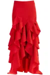 Moschino Asymmetric Skirt With Ruffles In Red