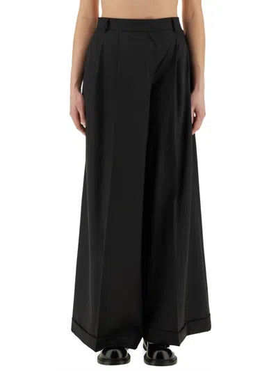 Moschino Couture Asymmetrical Wool Pants In Black