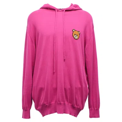 Moschino Couture Bear Hoodie In Pink Cotton
