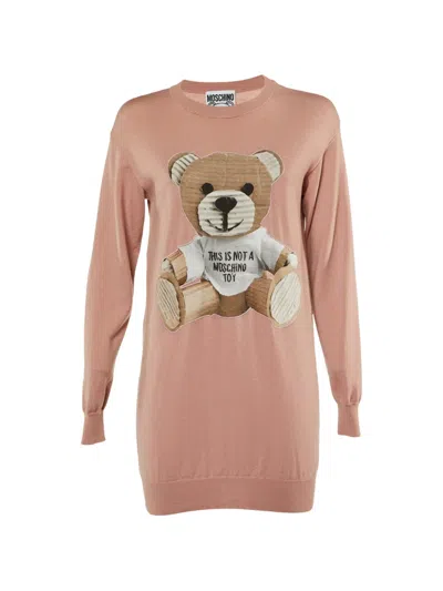 Pre-owned Moschino Couture Bear-appliqué Mini Dress In Pink