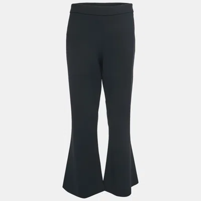 Moschino Couture Black Crepe Flared Pants In Blue