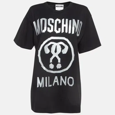 Pre-owned Moschino Black Double Question Mark Print Cotton T-shirt M