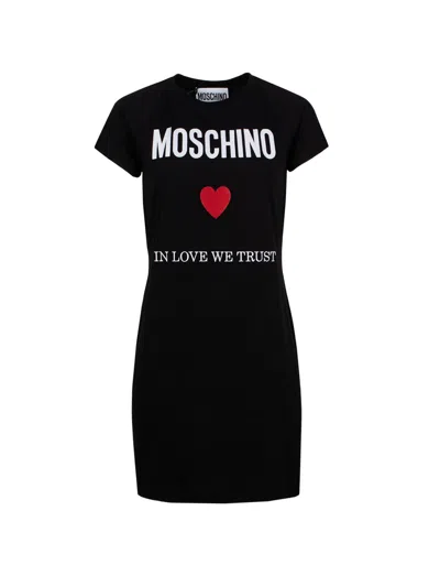 Moschino Couture Black Embroidered T-shirt Dress For Women
