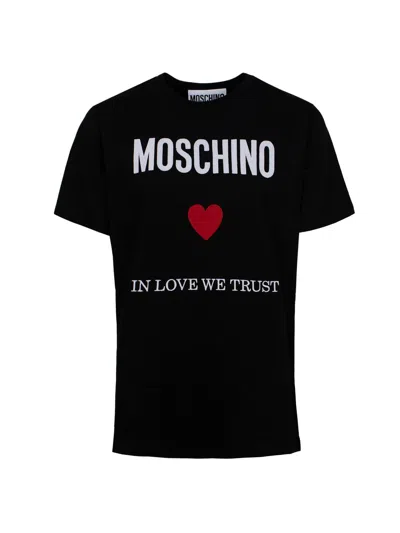Moschino Couture Black Logo-print Cotton T-shirt For Women